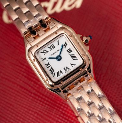Cartier Panthere De 19*25mm 316L Steel Imported Quartz Movement Rose Gold Bracelet Smooth Bezel Watch
